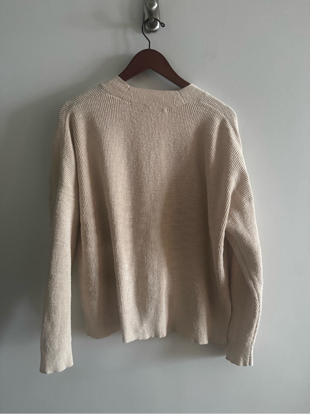 Madewell Neutral Ribbed Button-Front Cardigan in Light Beige - Picture 4 of 6
